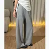 Pantalones anchos de cintura alta cómodos y adelgazantes de principios de otoño con caída fluida, diseño de bolsillo y corte recto, ajuste regular, pantalones largos casuales relajados