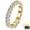 Bestseller transfronteiriço anel de eternidade S925 de prata esterlina totalmente cravejado com moissanite, anel de noivado de casamento de pedra completa de luxo discreto
