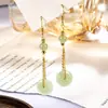 Fivela Ping An Novo Chinês Guochao Ping An Xile Brincos de Jade Hetian de Alta Imitação Brincos Retro Delicados para Mulheres Hanfu Nicho