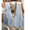 Falda de tirantes azul para mujer, talla estándar, simple y elegante, muy adecuada para el uso diario