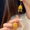 Joias Novas Banhadas a Ouro Estilo Chinês, Brincos de Lanterna de Pavilhão Tradicional, Design de Pavilhão oco em Filigrana, Estilo Palaciano, Brincos Tendência Nacional para Atacado