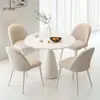 Mesa de comedor redonda francesa estilo crema, pequeña mesa de tablero de roca para el hogar y combinación de silla, mesa de negociación de recepción de lujo ligera para balcón