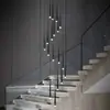 Lustre de escada estético estilo song, adequado para apartamentos duplex, prédios altos e salas de estar estilo loft; um novo lustre longo giratório estilo chinês, inspirado em Zen, para vilas