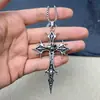 Collar Colgante Cruz Gótica Retro Estilo Europeo y Americano Transfronterizo con Patrones Étnicos, Cadena para Suéter Unisex