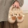 Sapatos Mocassins Confortáveis de Moda com Solado Grosso Estilo Ursinho Fofo e Macio, Novo Estilo Velcro Mary Jane Sapatos de Algodão para Mulheres Inverno