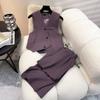 Moda Outono e Inverno 2025 Conjunto Elegante para o Trabalho Blazer com Colete Calça de Alfaiataria Conjunto de Duas Peças para Mulheres