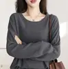 Suéter de Punto Casual, Delicado y Amigable con la Piel para Mujer 2025 Primavera y Otoño Nuevo Estilo Popular de Este Año Holgado Talla Grande Camiseta Base Superior