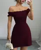 Comercio Exterior Transfronterizo Retro Americano Sexy Socialité Hombros Descubiertos Elegante Diseño de Hermana Real Bodycon Vestido Corto