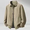 Chaqueta Nueva Estilo Primavera para Hombre de Negocios Cuello Alto Casual de Seda de Leche Nylon Elástico Sin Planchar Abrigo Ropa para Hombre