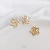 Paquete de oro de 14K micro incrustado de circonio Luna en forma de V trébol de cuatro hojas estrella de cinco puntas soporte para perlas de medio agujero aretes diy material para aretes