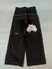 Jeans Rectos Bordados con Letras Hip-hop Estilo Americano Y2K Moda Masculina Casual Versátil Jeans Lavados
