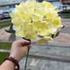 Hortensia verde hidratante de comercio exterior, tacto suave de goma, hortensia de una sola cabeza, hortensia grande, decoración suave para bodas, fabricante de flores falsas