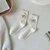 Calcetines para Mujer Hilo de Punto Zhuji Lindos Dibujos Animados Calcetines de Talla Media para Mujer Graffiti Blanco Primavera y Otoño Combinan con Todo Sin Costuras Calcetines de Luna