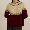 Deseo suéter de punto de moda con cuello redondo, bloques de color, corte holgado, estilo nuevo europeo y americano de Amazon, superventas para mujer