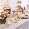 Estante de exhibición para mesa de postres, adornos para pasteles, estante de múltiples capas estilo europeo para té de la tarde, bandeja para refrigerios de tres capas, mesa para comidas frías