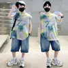 Conjunto de Chaleco de Verano para Niños 2026 Nuevo Estilo para Niños Mayores, Shorts de Mezclilla de Verano para Niños, Conjunto de Dos Piezas