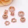 Bolsa de ouro 18K com espaçador torcido de diamante, contas de zircônia com porta-contas, pulseira de miçangas DIY em ouro rosa, Pérola de Cristal
