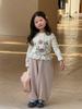 Novos Produtos de Outono 2025 Estilo Coreano Roupas Infantis Meninas Camiseta de Manga Longa com Estampa de Desenho Animado Bebê Gola Redonda