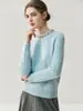 Suéter de Cachemira Otoño e Invierno Nuevo Estilo para Mujer Cuello Redondo Tejido de Canalé Suéter Base con Diseño de Lentejuelas y Pedrería Suéter Pulóver Jacquard