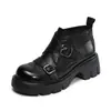Botas Martin de Cuero Genuino Vintage para Mujer, Modelo Nuevo Otoño 2026, Punta Redonda, Suela Gruesa, Que Aumentan la Altura, Doble Hebilla, Botines Cómodos para el Trabajo