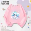 Camiseta de Manga Longa com Desenho Fofo para Crianças, Outono e Primavera, Top Estampado Aurora Fofo para Meninas, Gola Redonda, Caimento Solto