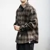 Camisa Retro a Cuadros Cepillada Estilo Coreano Otoño Invierno para Hombres y Mujeres Manga Larga Holgada Camisa de Lana Top Informal Juvenil
