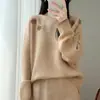 Nuevo Suéter de Lana 100% con Cuello Redondo para Mujer Otoño/Invierno 2026, Suéter Casual Holgado con Bordado, Elegante Top Base de Cachemir