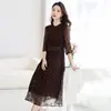 Vestido Longo de Seda de Amora Pesada de Hangzhou, Acima do Joelho, Elegante e Moderno, Emagrecedor, Vestido de Alto Padrão, Novo Design de Estampa
