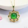 Colgante de Ágata Verde Hielo Natural Guan Yu Collar de Flor de Calcedonia para Mujeres Transmisión en Vivo Venta al por Mayor S4121303L