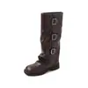 Botas de Caballero Retro Europeas Otoño Invierno Punta Redonda Hebilla Moda Femenina Temperamento Tacón Grueso Botas Altas sin Cierre Botas para Pantalones