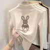Nueva camiseta de forro polar de manga larga para otoño e invierno para niñas, capa interior cálida, diseño de dibujos animados, elegante para niños mayores, top de capa base para niños