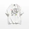 Camiseta de Manga Corta con Estampado de Perro de Dibujos Animados, Algodón Puro Estilo Americano para Mujer, Diseño Holgado Talla Grande, Camisa de Manga Media de Nicho para Pareja