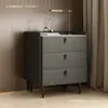 Mesa de cabeceira italiana em madeira maciça, móvel simples moderno de luxo leve para casa, completa com painel de rocha, mini armário de armazenamento para quarto