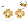 Pendientes Vintage de Hojas y Flores Acero Inoxidable Chapado en Oro de 18K Pendientes de Perlas para Mujer Comercio Exterior Transfronterizo Popular Joyería Europea y Americana
