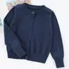 Cardigã de Tricô 2026 Primavera e Outono para Crianças Maiores, Jaqueta Cardigã Suéter de Cor Sólida para Meninos e Meninas, Uniforme Escolar, Estilo Primavera e Outono