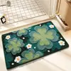 Tapete de Chão Floral Fresco e Simples para Entrada de Casa, Tapete Antiderrapante para Quarto e Banheiro, Fácil de Cuidar, Tapete de Chão de Caxemira Sintética