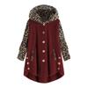 Amazon Ebay Venta Caliente Transfronteriza 2024 Otoño e Invierno Popular Botón Manga Larga Estampado de Leopardo Empalmado Chaqueta de Felpa con Capucha para Mujer