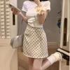 Falda Retro de Lunares para Mujer 2025 Nueva Verano Cintura Alta Ajustada Elegante Versátil Popular Falda Corta de Línea A que se Adapta a la Cadera