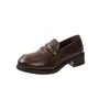Zapatos Negros de Cuero Estilo Británico para Mujer Primavera y Otoño 2026 Nuevos Mocasines Retro de Tacón Medio Grueso Zapatos Individuales para Viajar a la Oficina Entrevista para Mujer