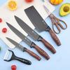 Set de Cuchillos de Cocina Más Vendido con Mangos Recubiertos, Juego de Seis Piezas, Cuchillo de Chef, Cuchillo para Frutas, Juego de Tijeras de Cocina, Venta al por Mayor
