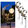 Lâmpada de lua de beija-flor solar transfronteiriça, gato preto, com vidro rachado para decoração de gramado, jardim, pátio externo