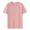 Camiseta de manga corta de algodón peinado de 180 g, unisex, estilo ligero de verano, color liso, cuello redondo, adecuada como capa interior o camiseta blanca casual