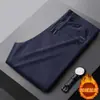 Outono Inverno Novo Veludo Cotelê Grosso Cintura Elástica Calça Esportiva Masculina Reta Solta Masculina Forrada com Lã Calça Casual