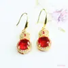 Pendientes Rojos de Cristal Estilo Hong Kong Ai Yu Imitación Rubí Ganchos para Oreja Artículo Caliente de Transmisión en Vivo Tiktok Kuaishou S5011504L