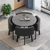 Juego de mesa y sillas de negociación, escritorio de recepción de oficina simple y moderno, mesa de reuniones redonda, área de descanso, mesa de comedor para cafetería y pastelería
