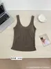 Camiseta sin mangas deportiva de talla grande de alta elasticidad sin costuras transfronteriza con hombros anchos y espalda descubierta para usar en capas o sola con copas de sujetador incorporadas para mujer