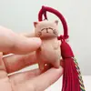 Ciprés de Sangre Madera de Haya Talla de Gato Acostado Accesorios para Gato Colgante Gatito Creativo Lindo Colgante para Bolso