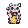 Patches de Tecido Bordados Atacado, Patches Decorativos para Roupas de Gato da Sorte Pequenos Fofos Totalmente Bordados, Emblemas Bordados por Computador