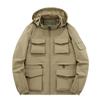 Chaqueta multibolsillos para hombre, chaqueta con capucha, chaqueta informal, resistente al viento, impermeable, para actividades al aire libre.