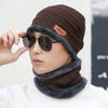 Gorro para Hombre 2025 Otoño e Invierno Nuevo Estilo Ciclismo Vehículo Eléctrico Gorro con Forro Polar Tejido Protección Cálida para el Cuello Juego de Dos Piezas